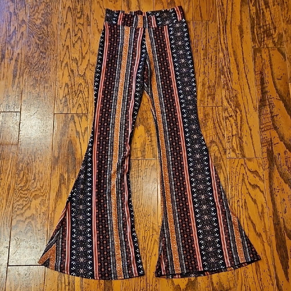 Bohemian Flare Pants with Stripes